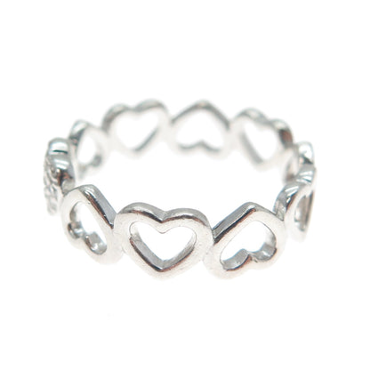 925 Sterling Silver Round-Cut C Z Heart All Around Ring Size 8