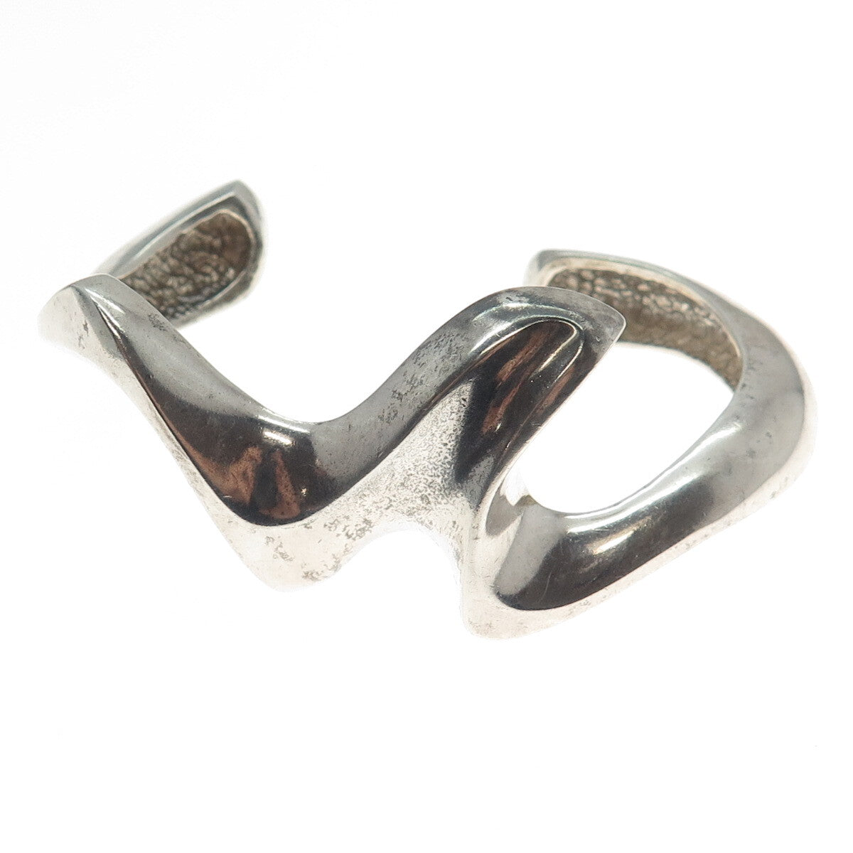 PAUL BRACKNA 925 Sterling Silver Vintage Modernist Adjustable Cuff Bracelet 6.5"
