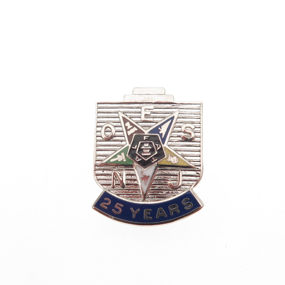 925 Sterling Silver Vintage Enamel Order of the Eastern Star 25 Years Pin Brooch