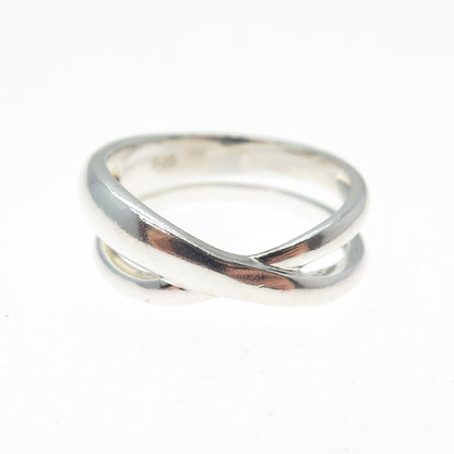 925 Sterling Silver Vintage Crisscross Interlocked Band Ring Size 8