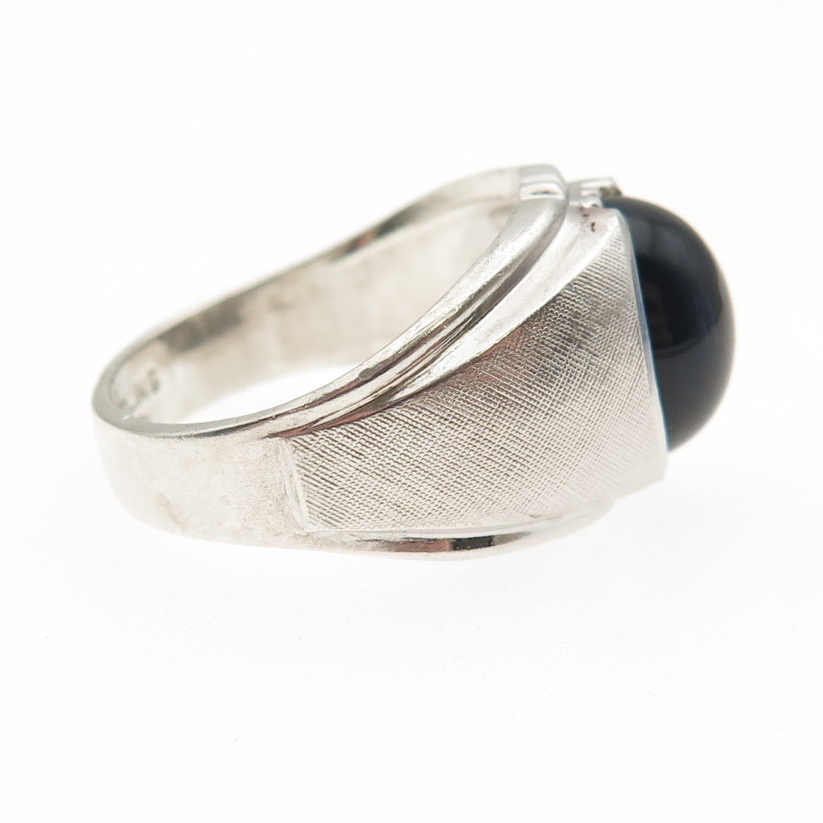 Clark & Coombs 925 Sterling Silver Antique Art Deco Blue Glass Ring Size 10.25
