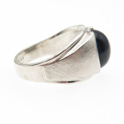 Clark & Coombs 925 Sterling Silver Antique Art Deco Blue Glass Ring Size 10.25