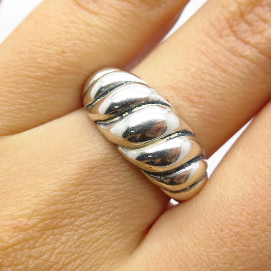 925 Sterling Silver Vintage Carolyn Pollack Ribbed Ring Size 6.25