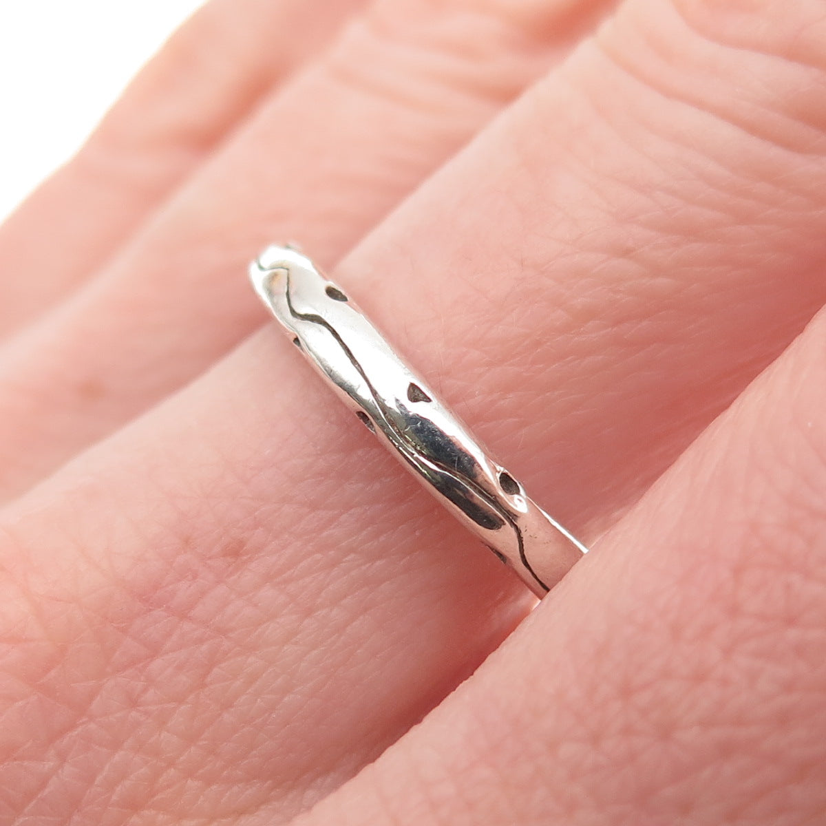 925 Sterling Silver Vintage Modernist Oxidized Band Ring Size 7.75