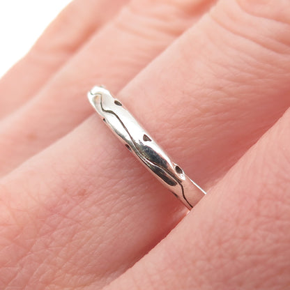 925 Sterling Silver Vintage Modernist Oxidized Band Ring Size 7.75