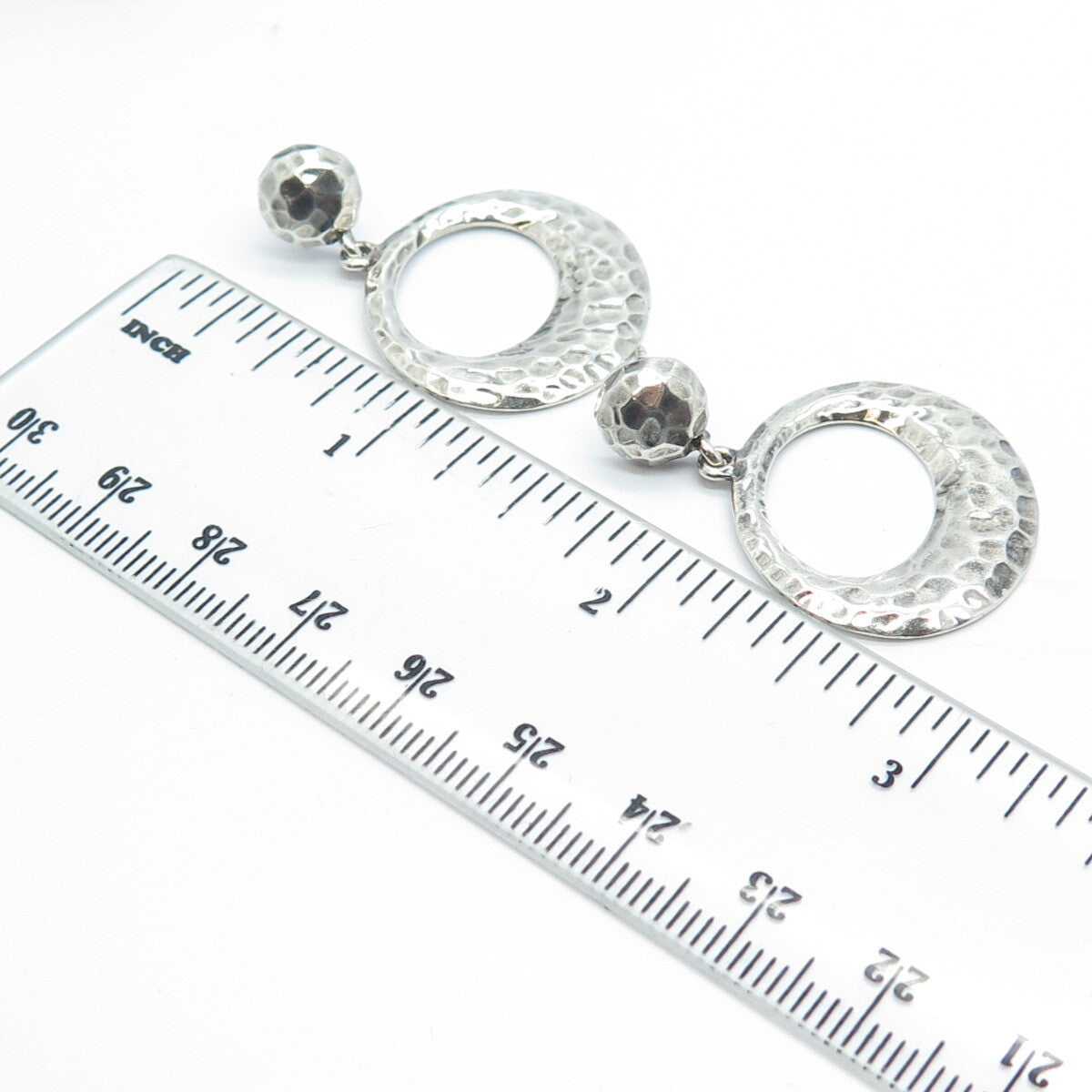 DOUG PAULUS 925 Sterling Silver Vintage Hammered Finish Dangling Earrings