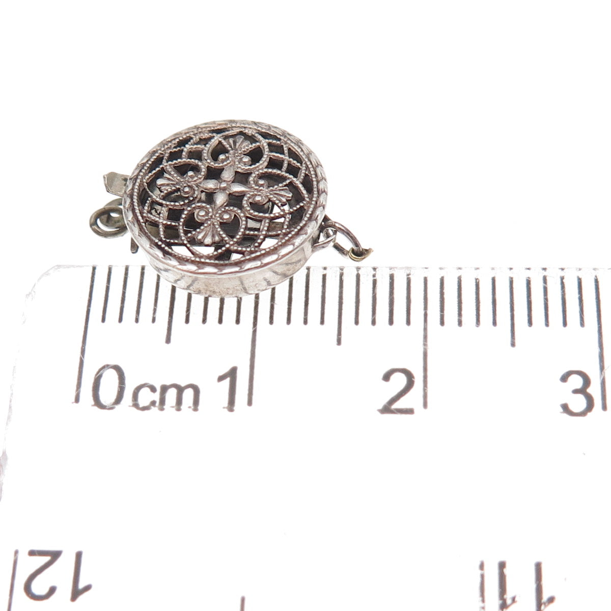 925 Sterling Silver Antique Art Deco Bracelet / Necklace Filigree Box Lock Clasp