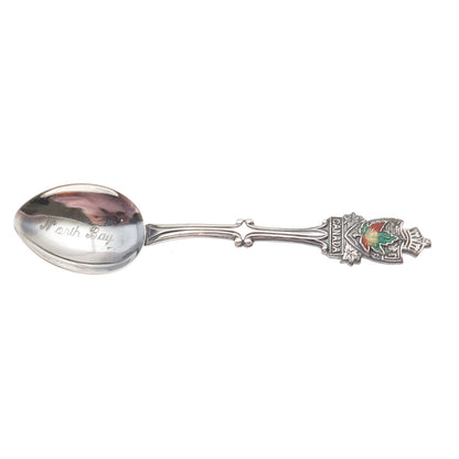 ECCO 925 Sterling Silver Antique Art Deco Enamel Canada Maple Leaf Coffee Spoon