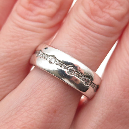 925 Sterling Silver Round-Cut C Z All Around Eternity Band Ring Size 7