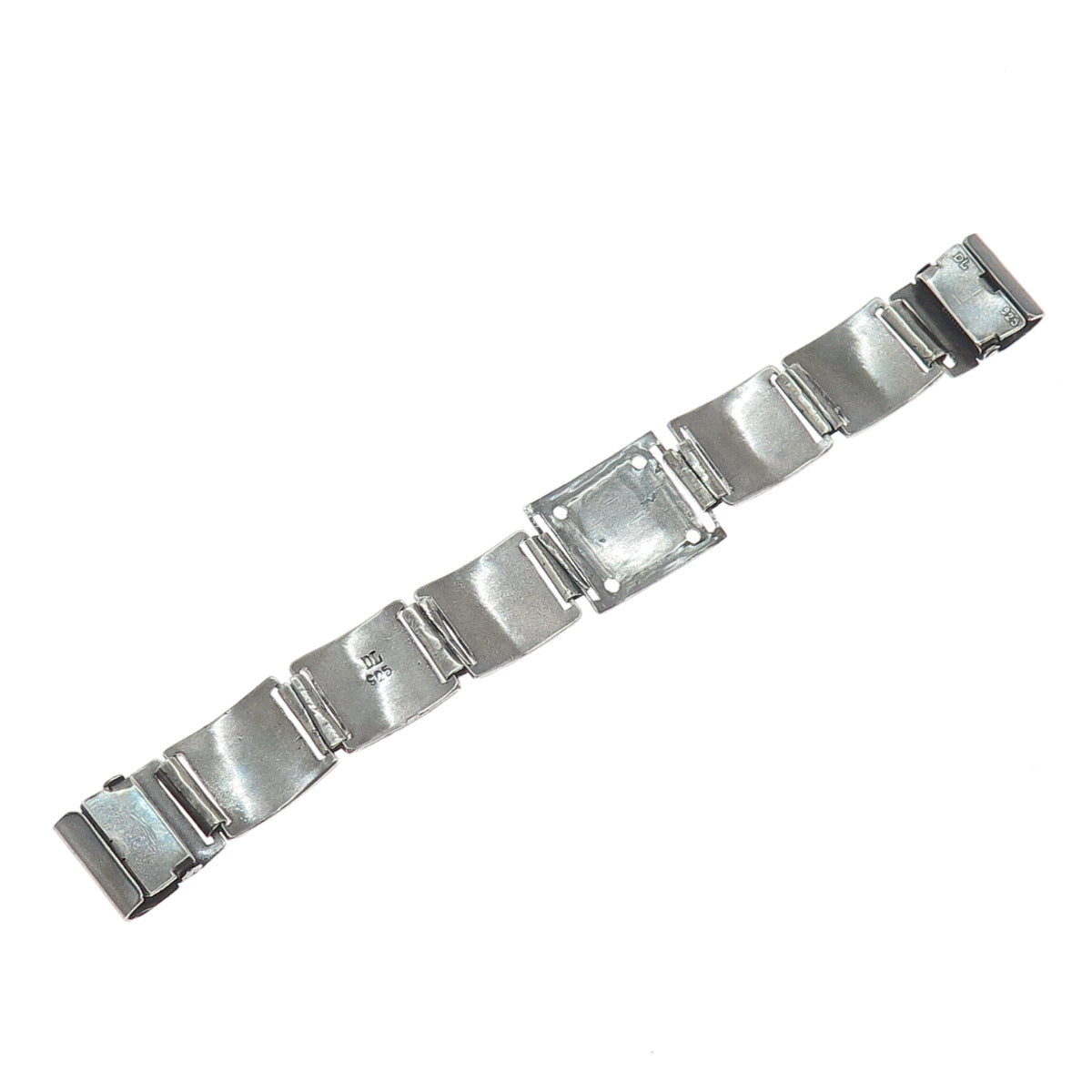 925 Sterling Silver Vintage DL Mexico Aztec Tribal Oxidized Watch Bracelet 5"