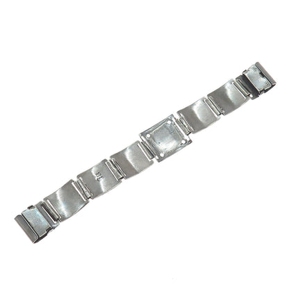 925 Sterling Silver Vintage DL Mexico Aztec Tribal Oxidized Watch Bracelet 5"