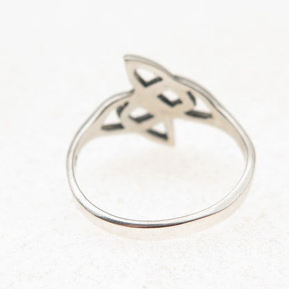 925 Sterling Silver Vintage Celtic Knot Oxidized Ring Size 6.75