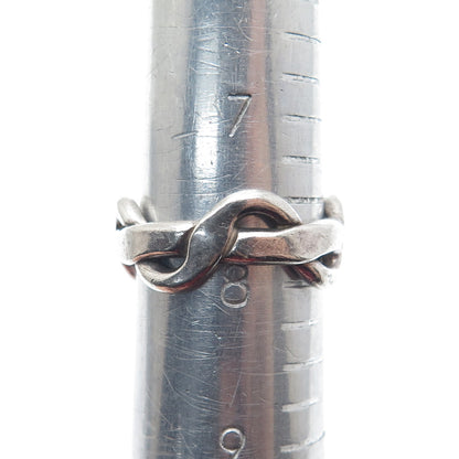 925 Sterling Silver Vintage Infinity Band Oxidized Ring Size 8