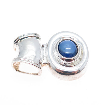 ROSS SIMONS 925 Sterling Silver Vintage Lab-Created Sapphire Slide Charm Pendant