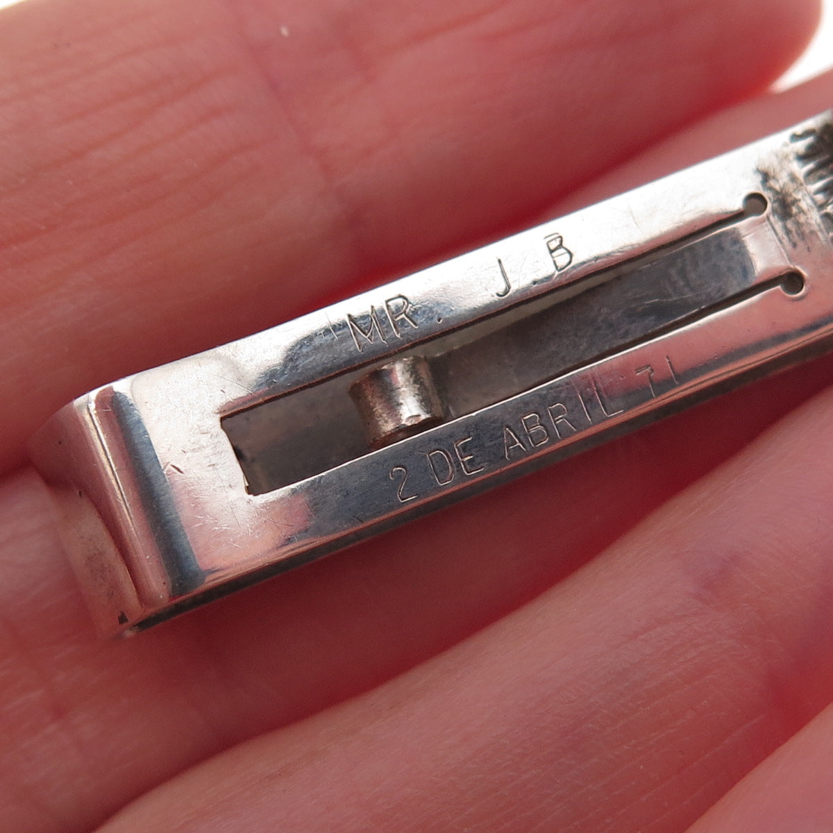 900 Silver & Gold Vintage 1971 Guatemala Oxidized Tribal Tie Clip