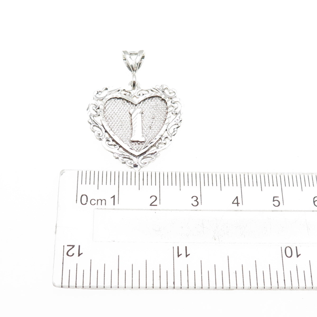 925 Sterling Silver Vintage Letter I Initial Ornate Heart Charm Pendant