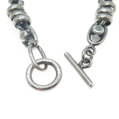 925 Sterling Silver Vintage Mexico Modernist Link Bracelet 7.5"