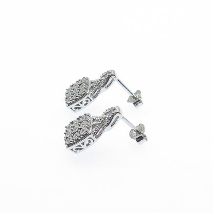 925 Sterling Silver Round-Cut C Z Cushion Drop Earrings