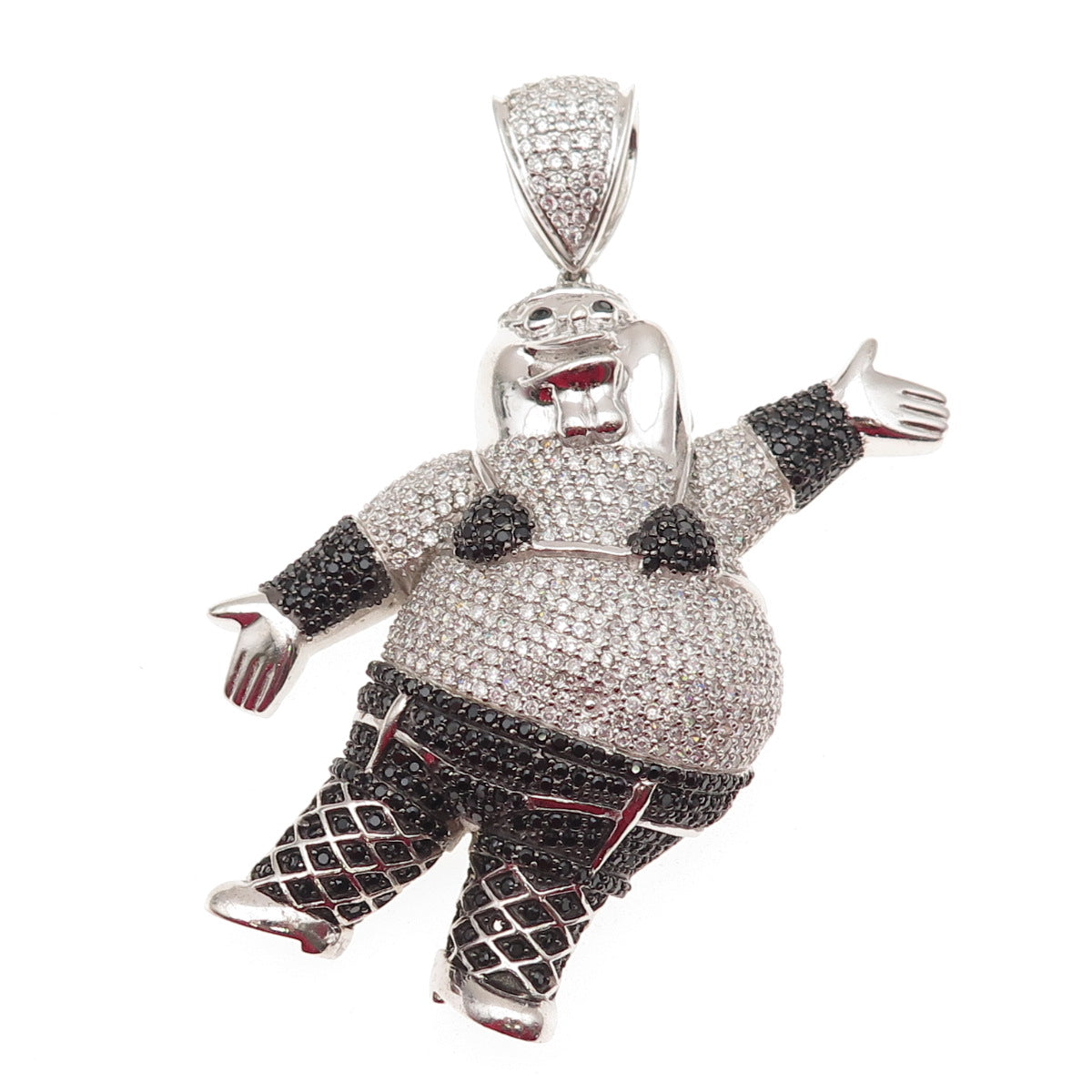 925 Sterling Black & White C Z Peter Griffin Family Guy Heavy 77.6g Pendant