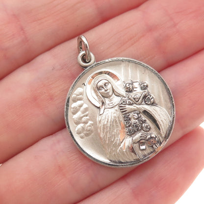 Creed 925 Sterling Silver Vintage St. Teresa of Calcutta Medal Charm Pendant