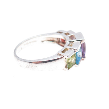 MICHELLE ALBALA 925 Sterling Silver Vintage Real Multi-Gem Ring Size 7.25