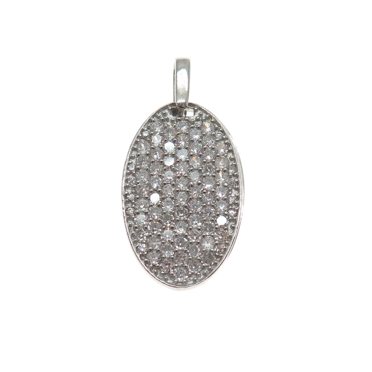 925 Sterling Silver Round-Cut C Z Ornate Slide Dual-Charm Pendant