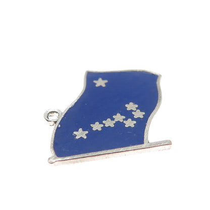 ELCO 925 Sterling Silver Vintage Blue Enamel Flag of Alaska Charm Pendant
