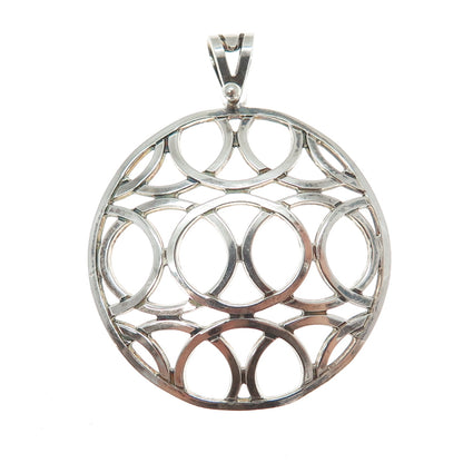 TAHARA 925 Sterling Silver Vintage Ornate Disc Oxidized Pendant