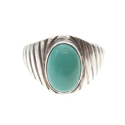 Old Pawn 925 Sterling Silver Vintage Tyrone Turquoise Tribal Ring Size 9.75