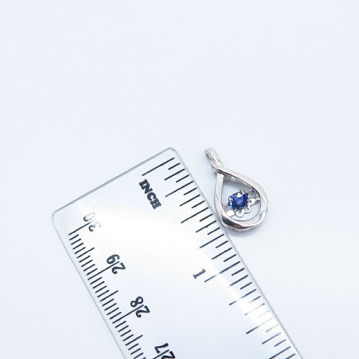 925 Sterling Silver Blue Rhinestone Slide Pendant