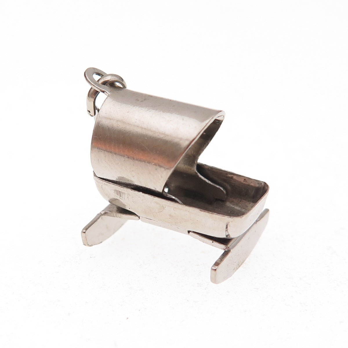 925 Sterling Silver Antique Art Deco Rocking Baby Bassinet 3D Charm Pendant