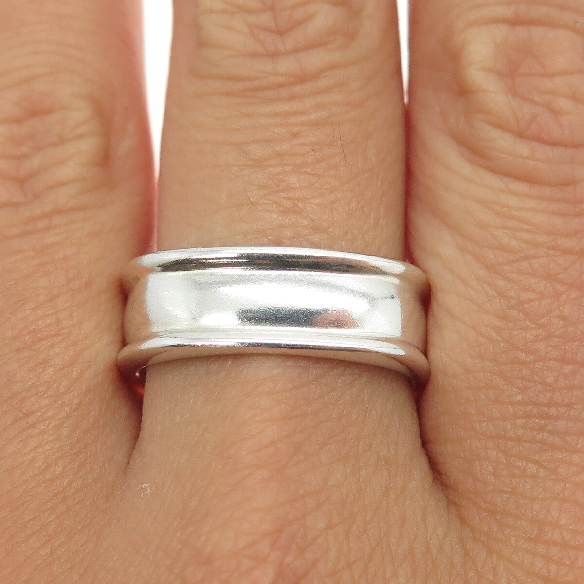 925 Sterling Silver Vintage Modernist Band Ring Size 10