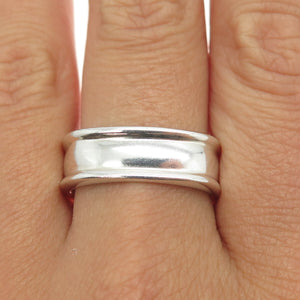 925 Sterling Silver Vintage Modernist Band Ring Size 10