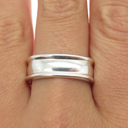 925 Sterling Silver Vintage Modernist Band Ring Size 10