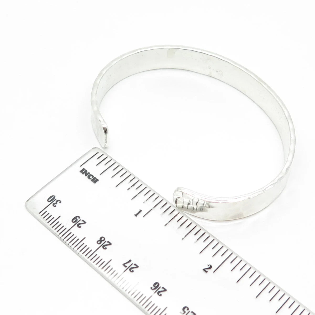 925 Sterling Silver Vintage Hammered Finish Adjustable Cuff Bracelet 6.5-7.5"