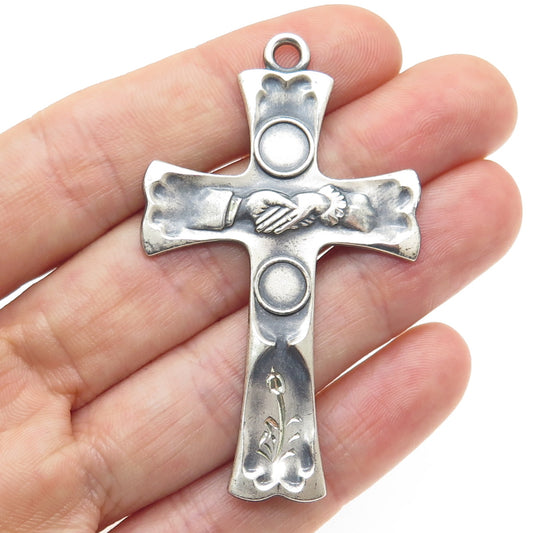 ANSON 925 Sterling Silver Vintage 1975 Cross Religious Pendant