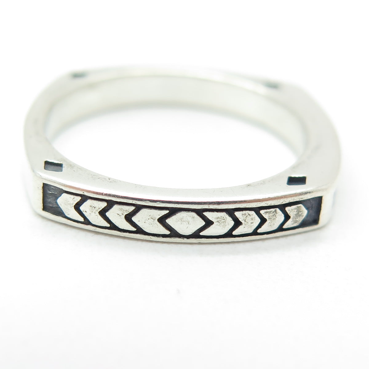 AVA YETTER Sterling Silver Vintage Real Lapis Inlay Stackable Band Ring Size 8