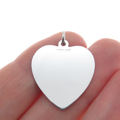 925 Sterling Silver Vintage Diamond-Cut Heart Pendant