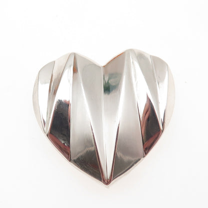 925 Sterling Silver Vintage Modernist Heart Slide Pendant