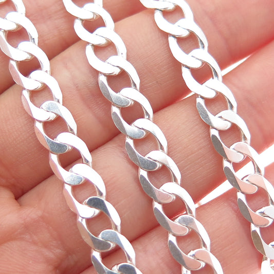 925 Sterling Silver Vintage Italy Curb Chain Necklace 24"