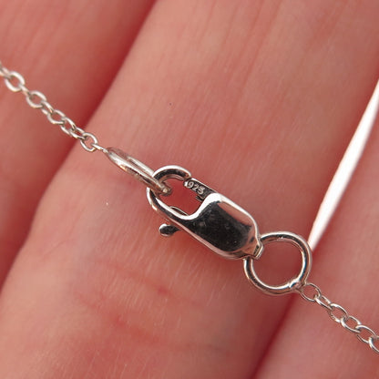 D'Joy 925 Sterling Silver Real Rose-Cut Diamond Cable Chain Necklace 18"