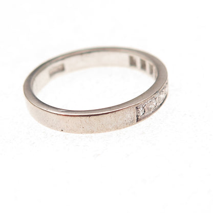 925 Sterling Silver Antique Chinese Export Real Diamond Band Ring Size 6.5
