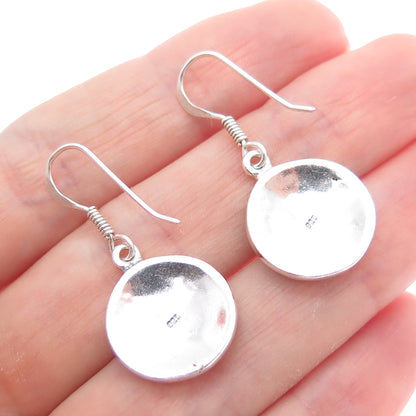 925 Sterling Silver Vintage Celtic Flower Oxidized Dangle Earrings
