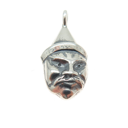 STEVE STAMAS Sterling Silver Vintage Wise Man Mask Oxidized Minimalist Pendant