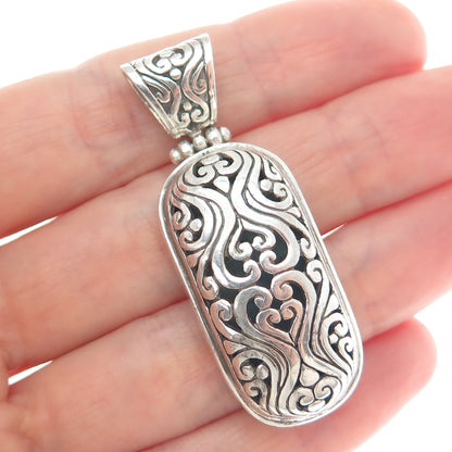 925 Sterling Silver Vintage Ornate Heart Oxidized Pendant
