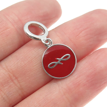 ENDLESS 925 Sterling Silver Red Enamel Infinity Love Dangle Charm