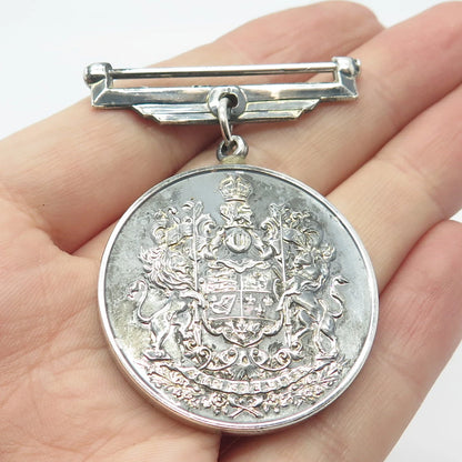 925 Sterling Silver Vintage Canada 1939 1945 Voluntary Service Coin Pin Brooch