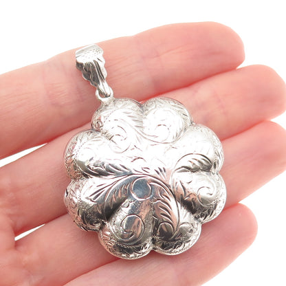 925 Sterling Silver Vintage Enamel Modernist Floral Locket Pendant