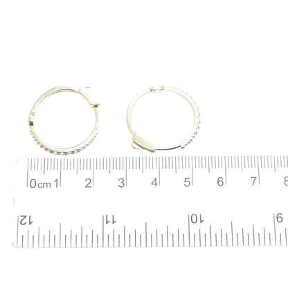 925 Sterling Silver Gold Plated Round-Cut Graduated C Z Hoop Earrings