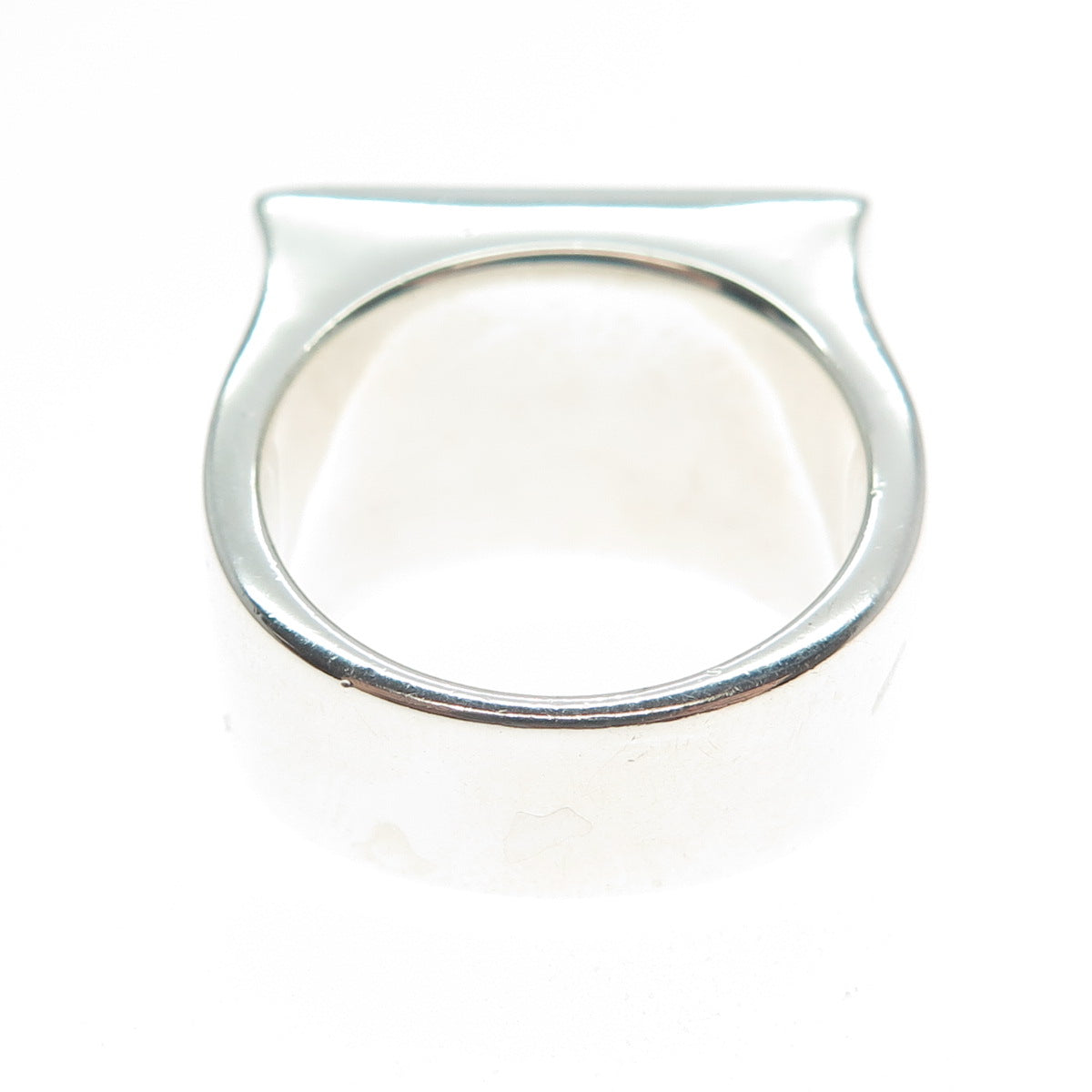 925 Sterling Silver Vintage Real Red Garnet & MOP Modernist Ring Size 7.75